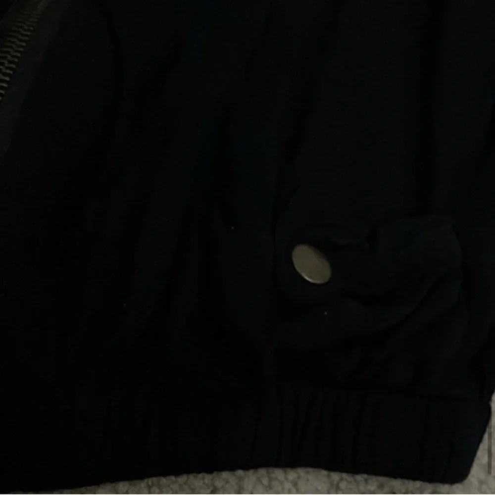 Vintage Y2K Grunge Bomber Black Zip-Up Jacket, lightweight, adjustable, xs/s - Picture 5 of 8